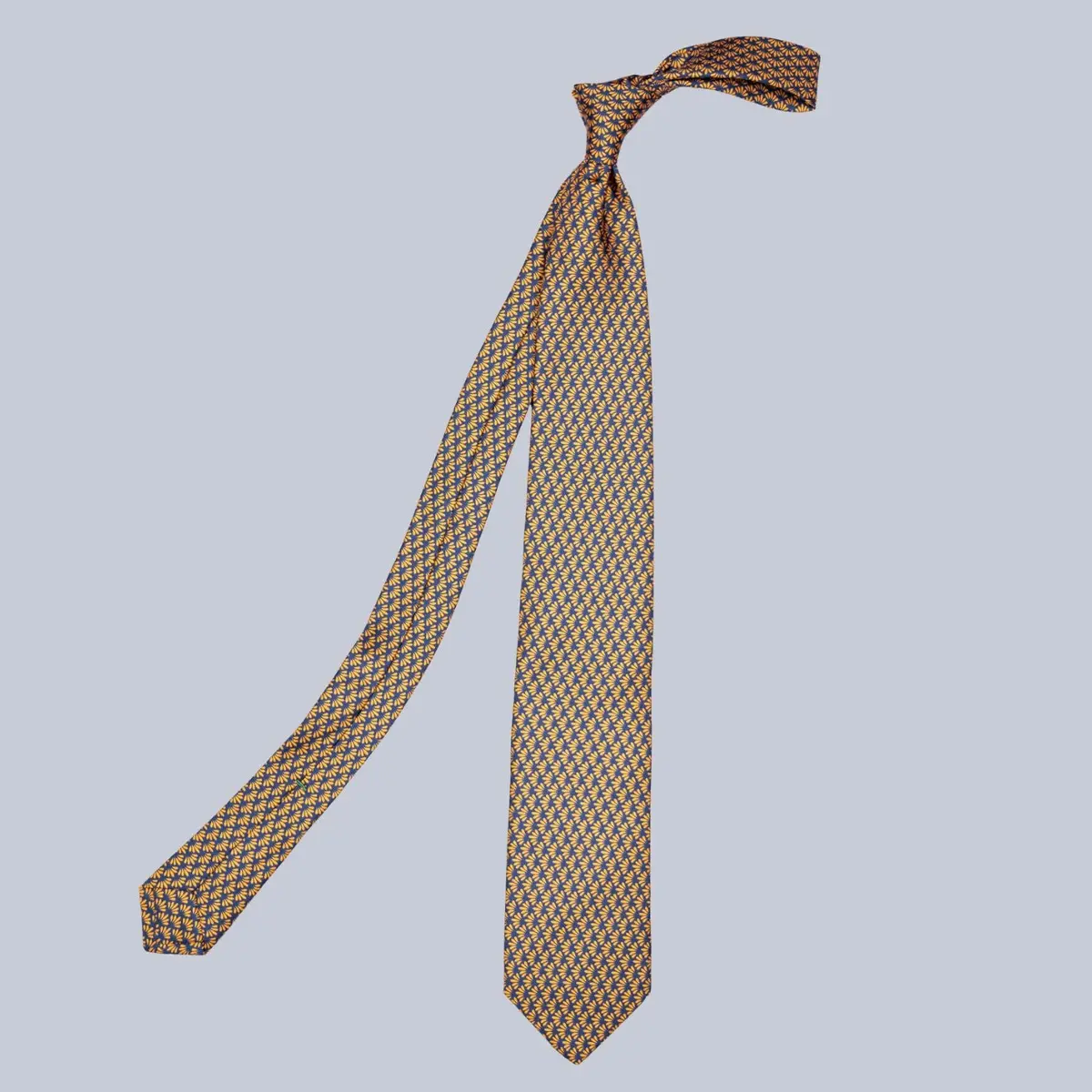 Navy & Orange Leaf Pattern Tie 1