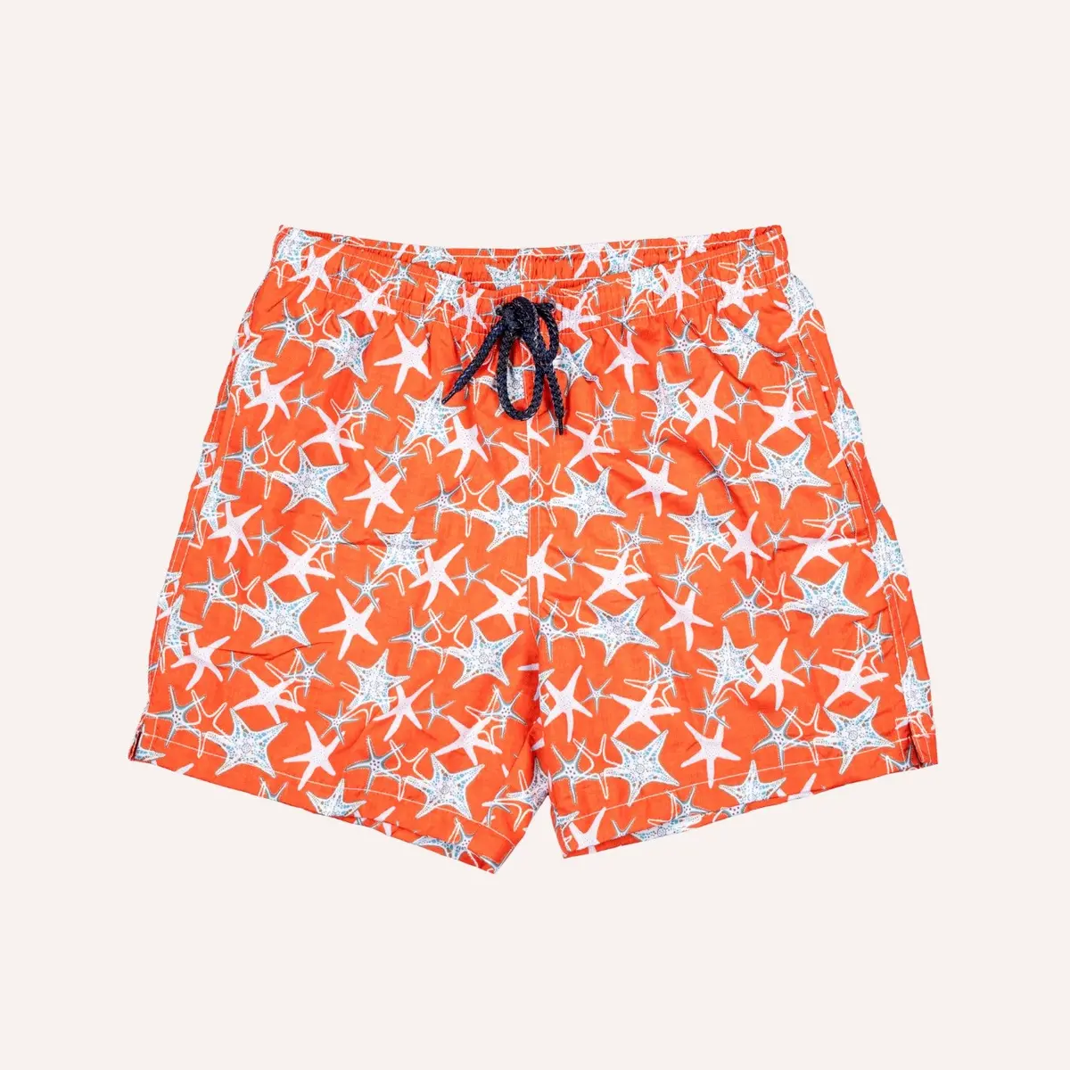 Coral Red Starfish Printed Swim Shorts 1