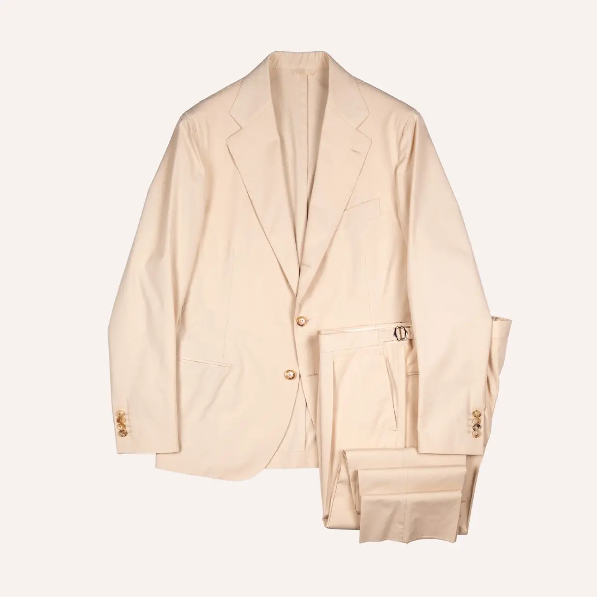Beige Cotton Silk Suit 1