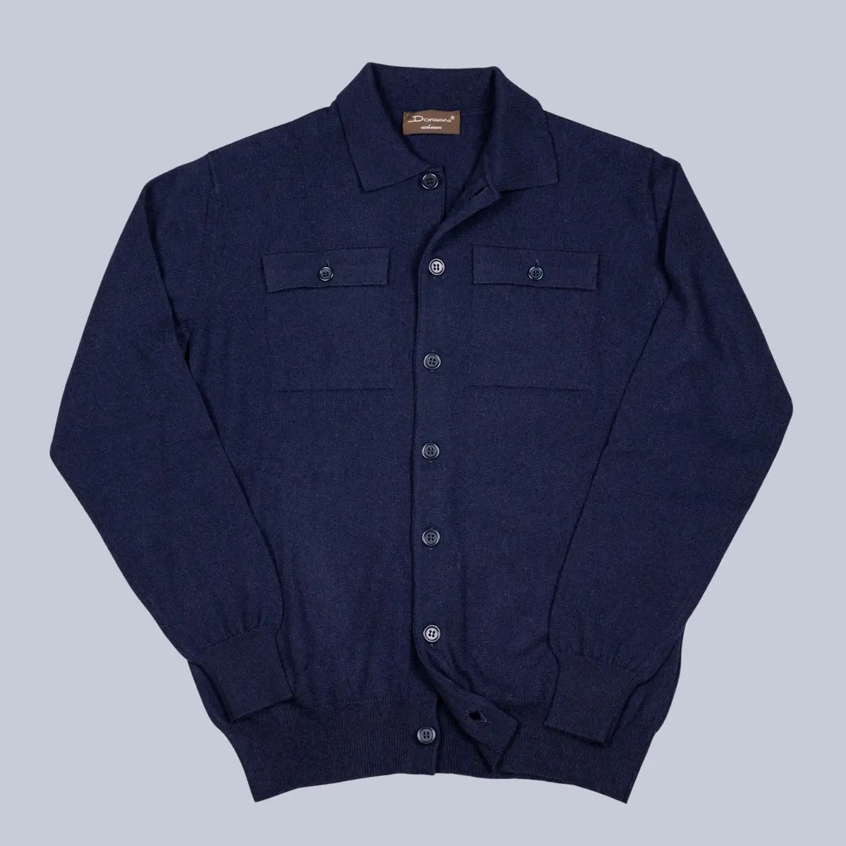 Navy Cashmere Knit Overshirt Sweater 1