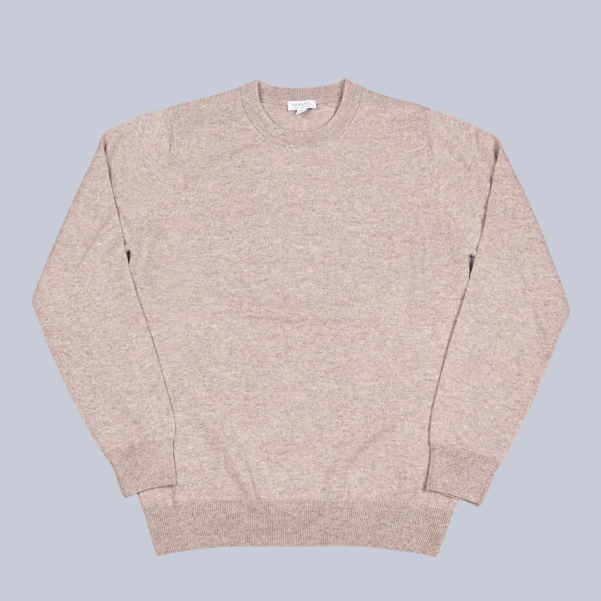 Oatmeal Melange Cashmere Crewneck Sweater 1