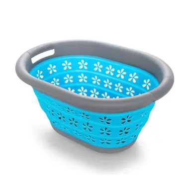 Collapsible Utility Basket, Small, Gray/Teal 1