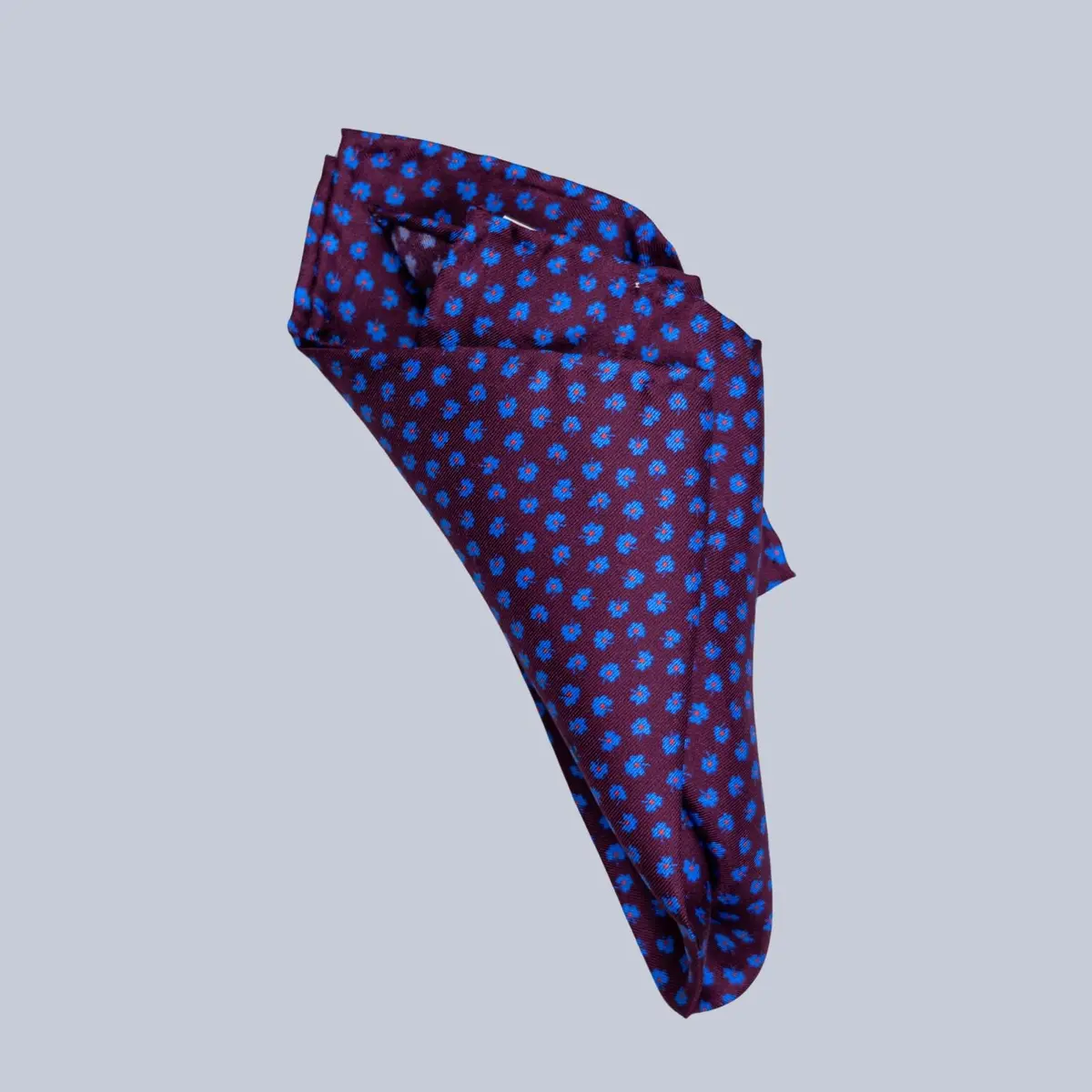Burgundy Blue & Red Clover Pattern Pocket Square 1
