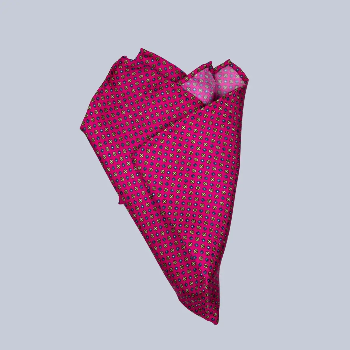 Raspberry Gold & Blue Micro Geometric Pattern Pocket Square 1
