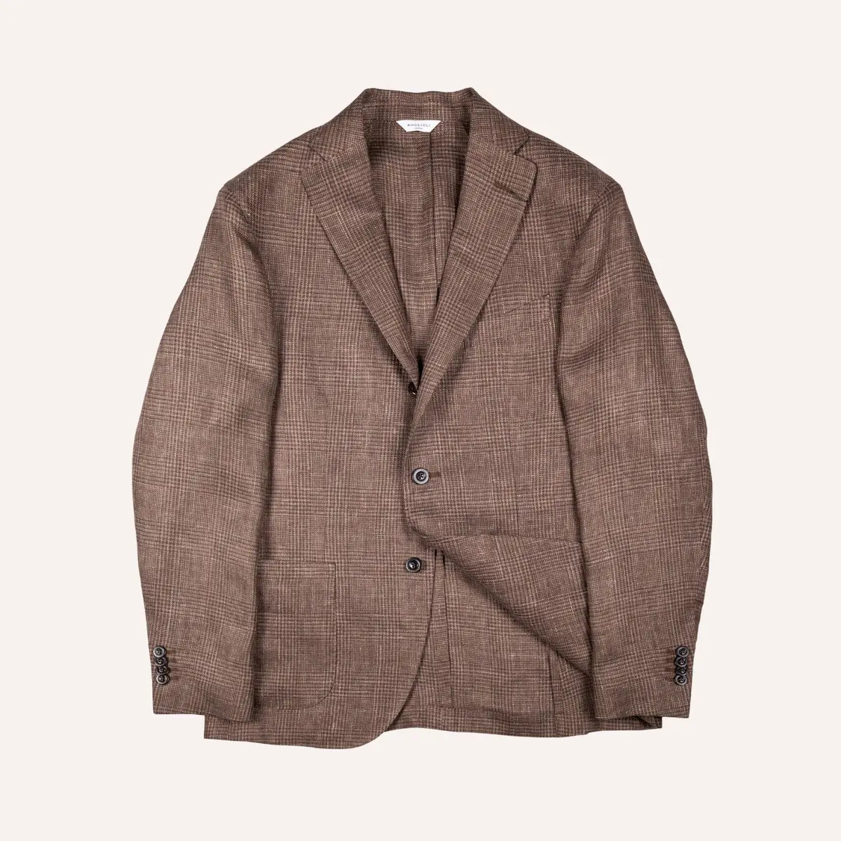 Brown Glencheck Linen Blazer 1