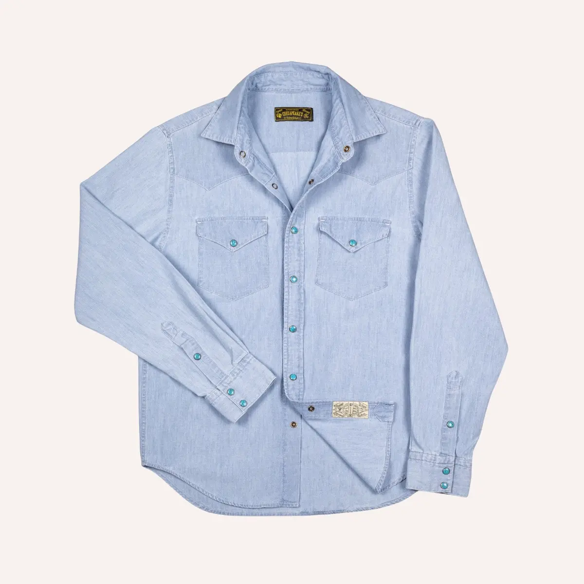 Light Blue Chambray Western Shirt 1