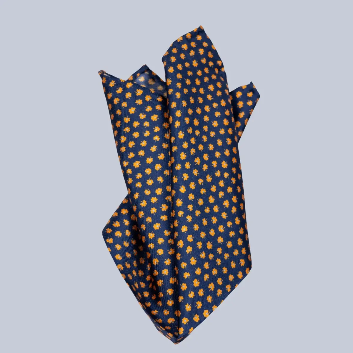 Navy & Gold Flower Pattern Pocket Square 1