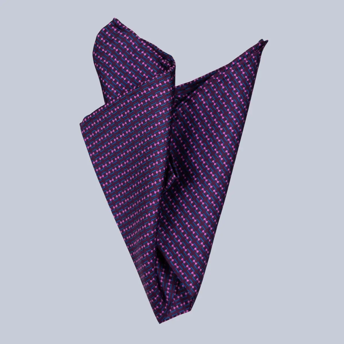 Purple Pink & Blue Chain Pattern Pocket Square 1