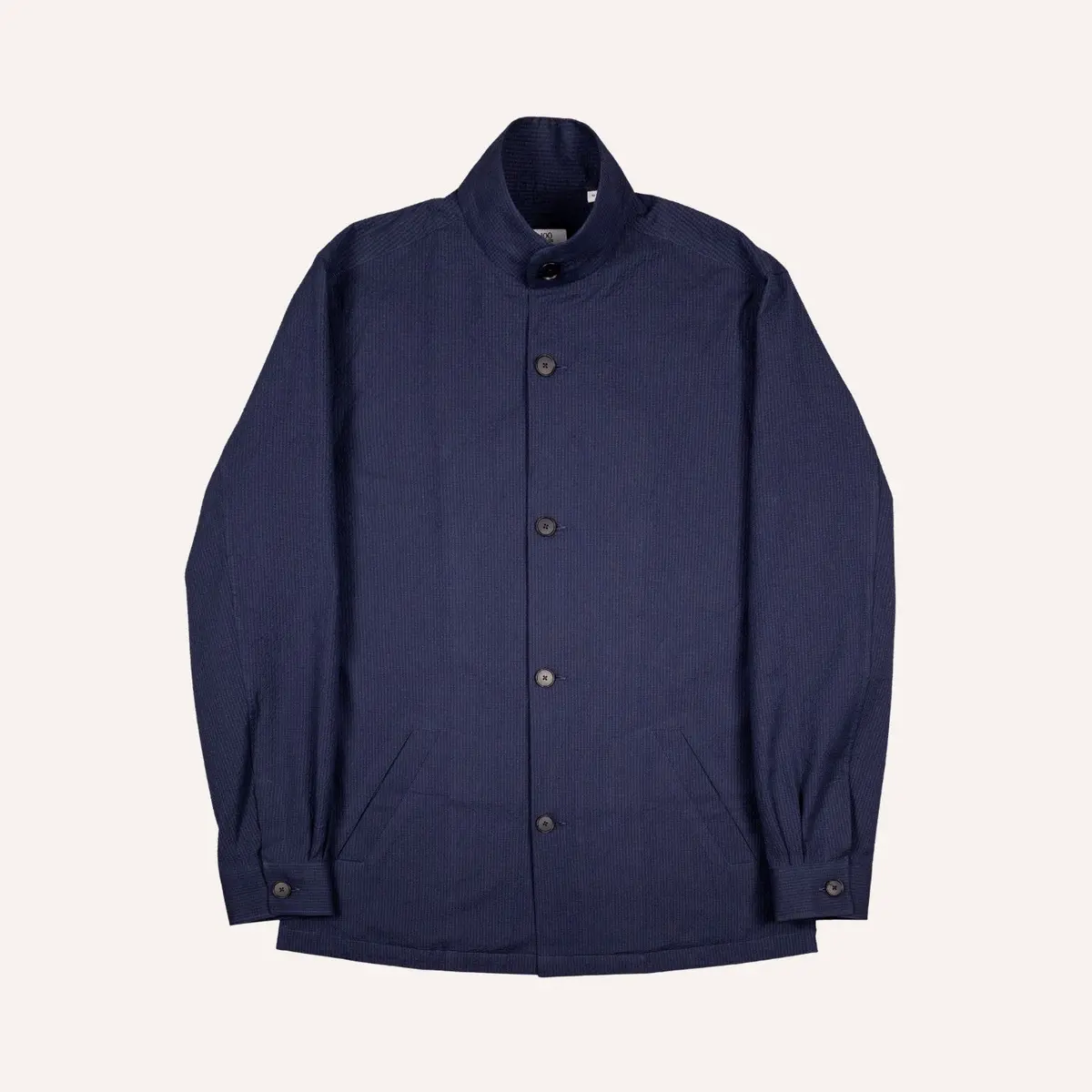 Navy Seersucker Mandarin Nehru Jacket 1