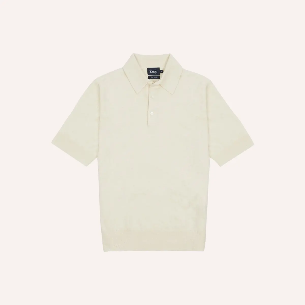 Ecru Knitted Linen-Cotton Short-Sleeve Polo Shirt 1