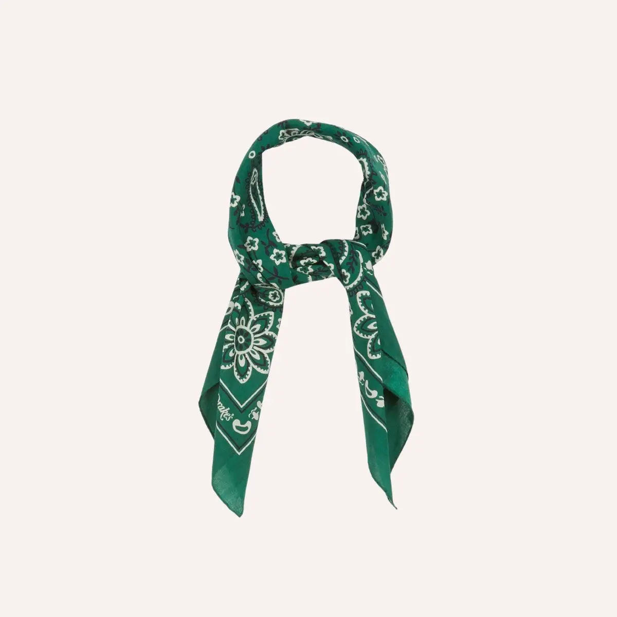 Green Paisley Print Cotton Bandana 1
