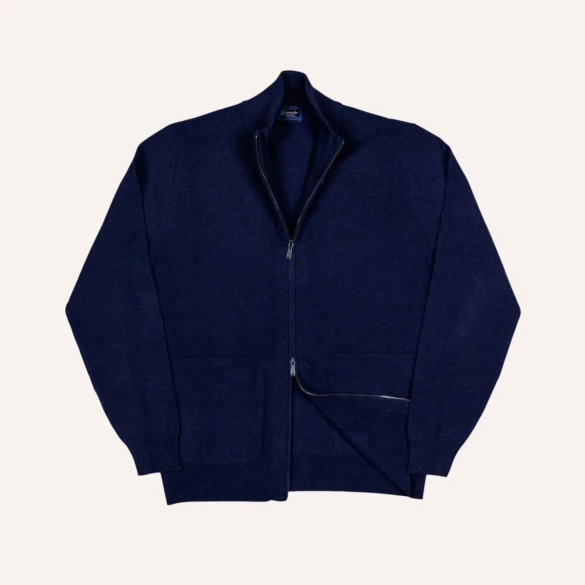 Navy Cashmere Full Zip Sweater 1
