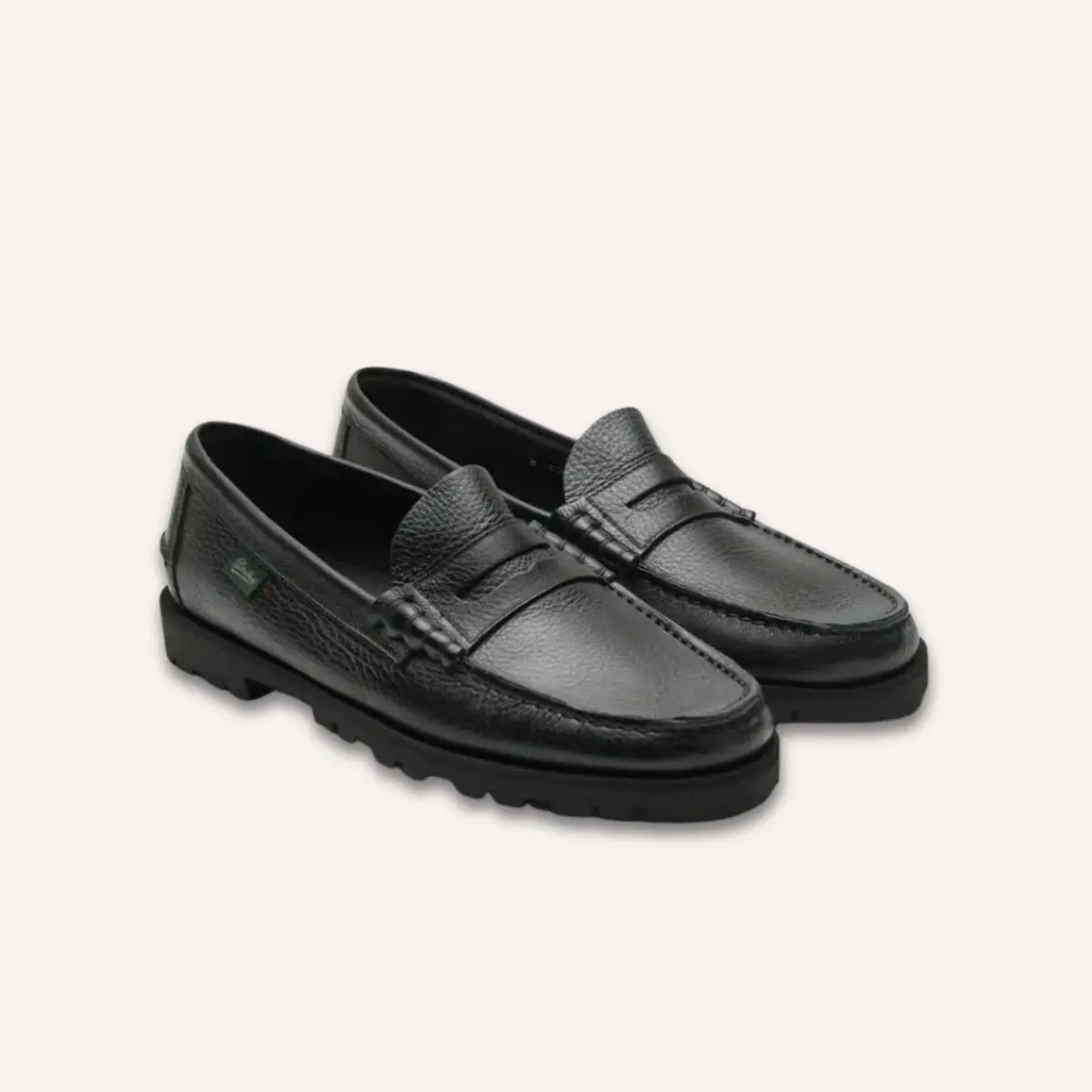 Black Leather Coraux Rubber Sole Loafers 1