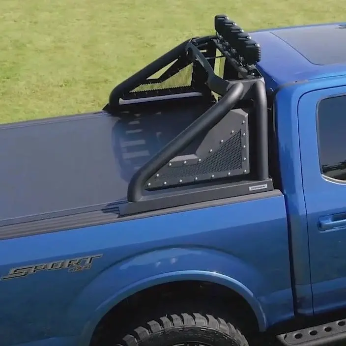 Barra Antivuelco Go Rhino 2.0 Negro Con Actuador Y 4 Luces Pickup Full Size 1