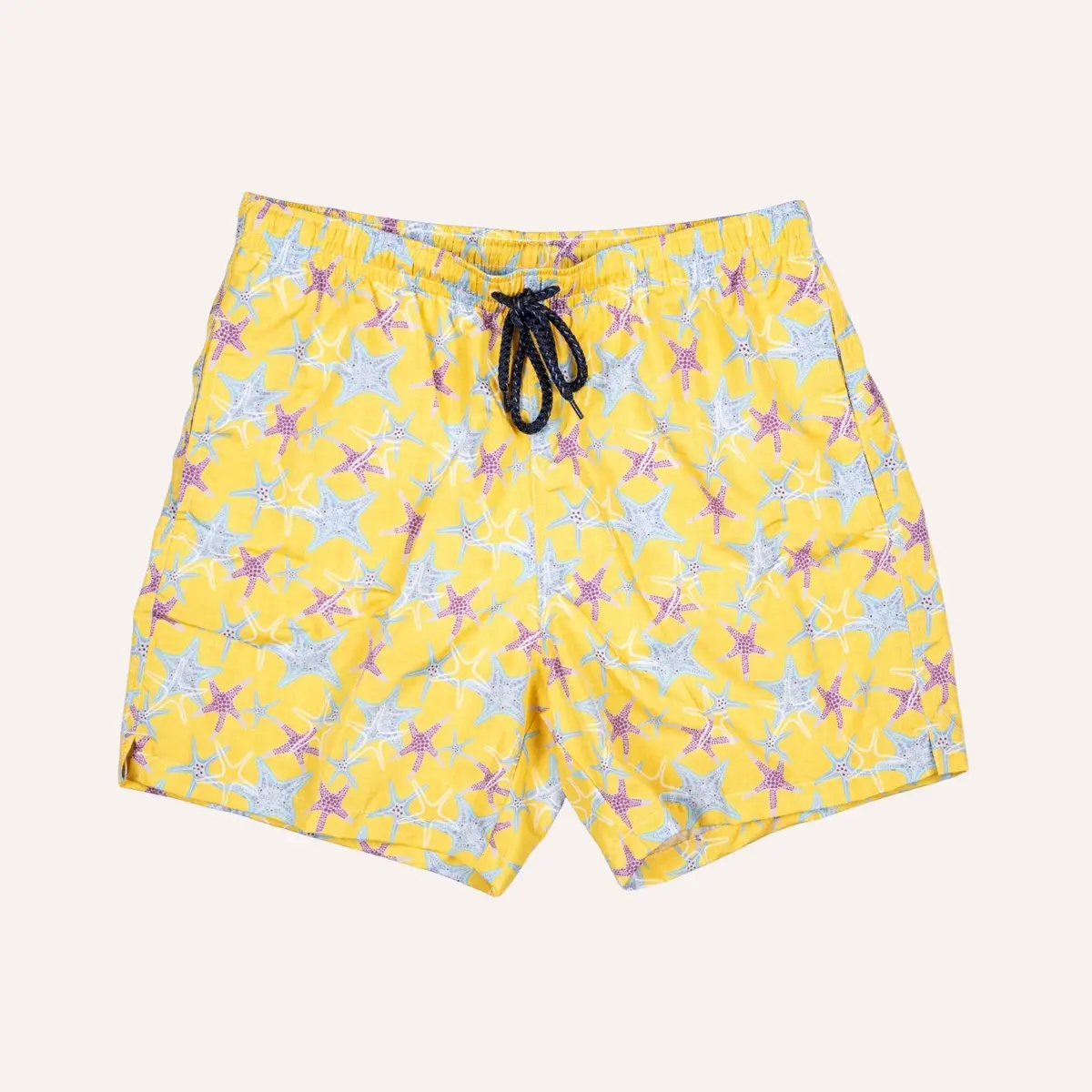 Soft Yellow Starfish Printed Swim Shorts 1