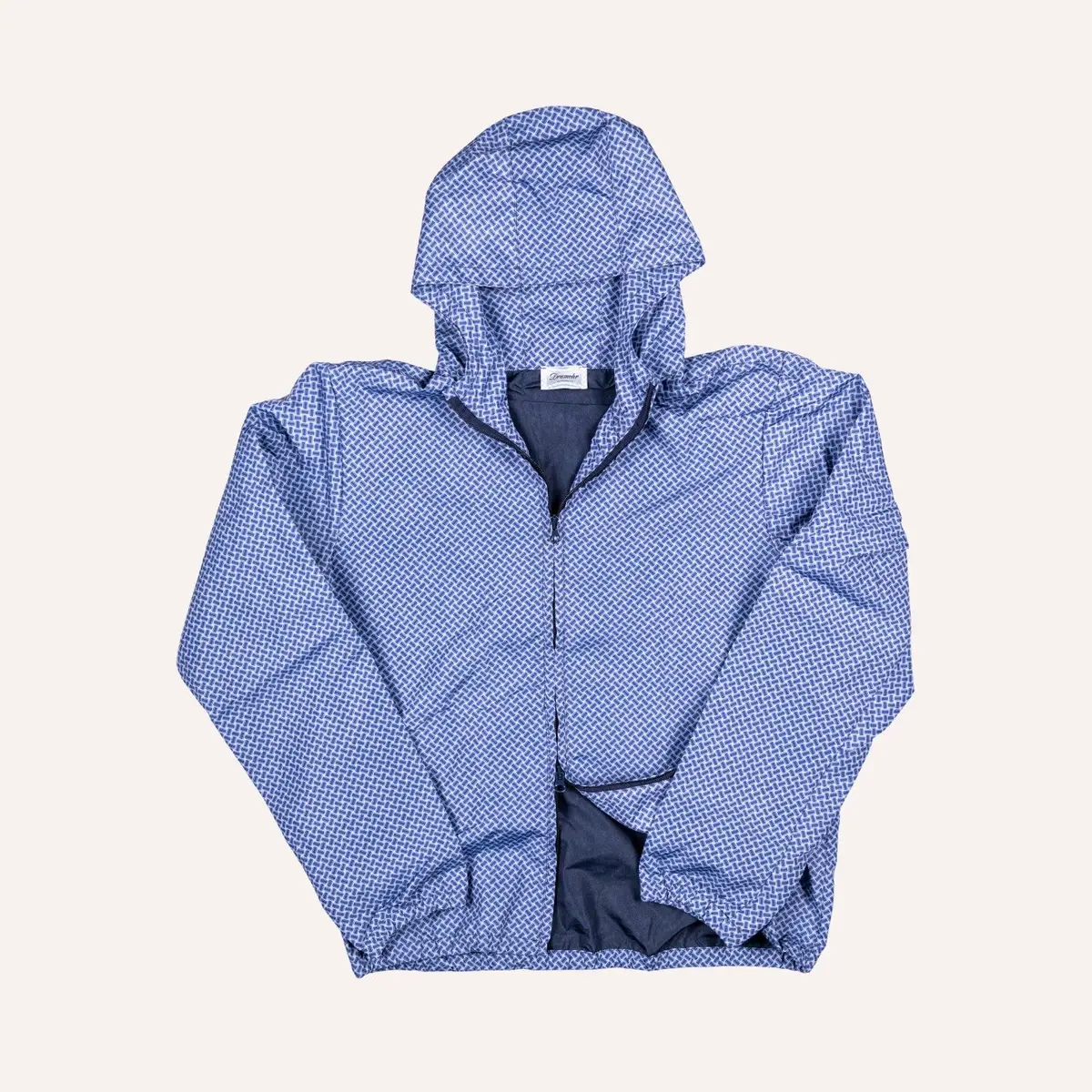 Navy Blue Patterned Windbreaker Jacket 1