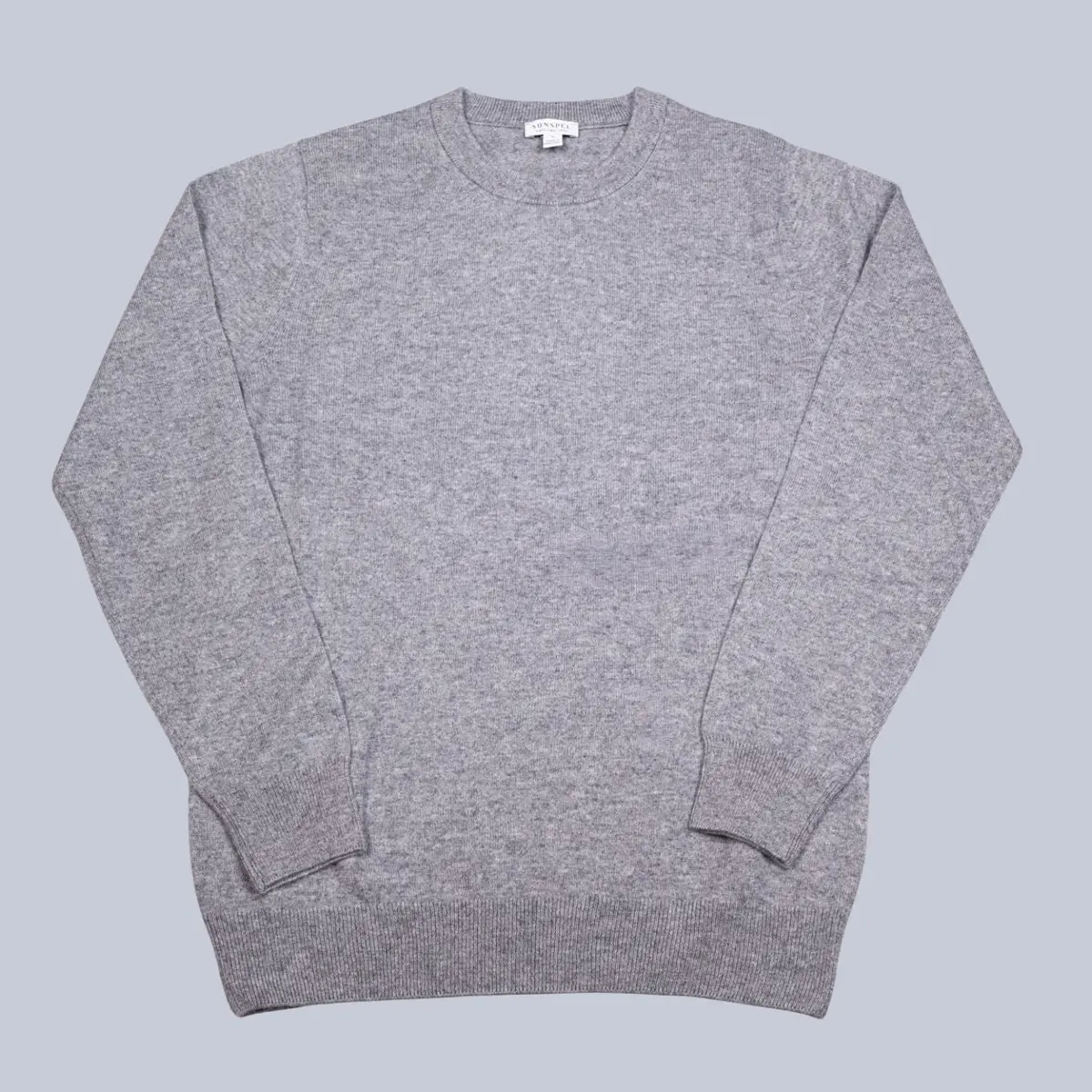 Grey Melange Cashmere Crewneck Sweater 1