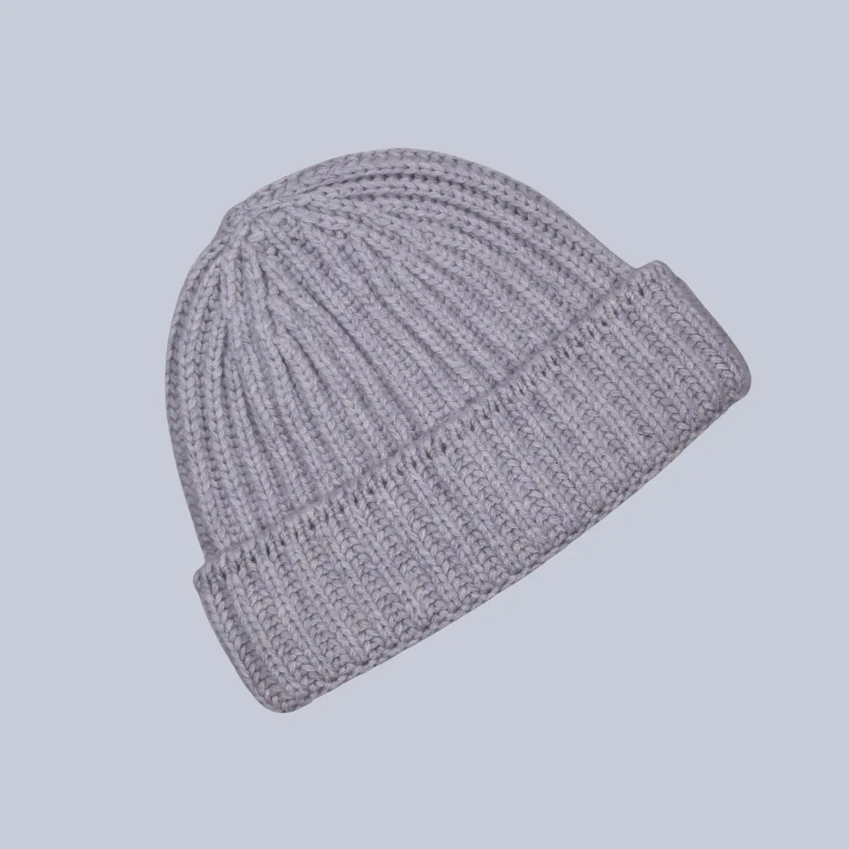 Grey Ribbed Cashmere Beanie 1