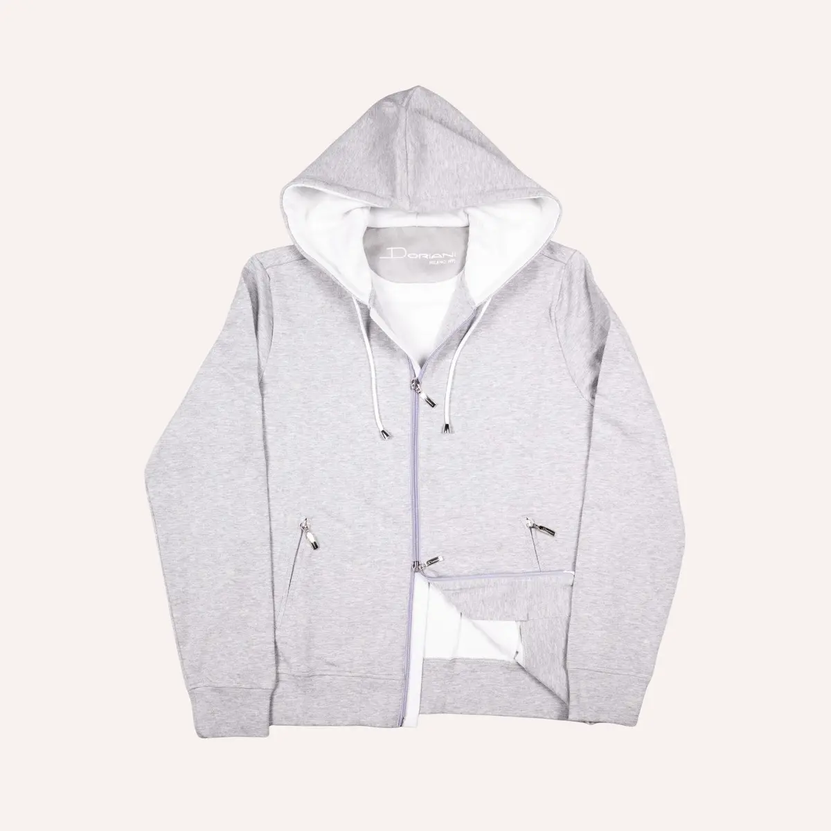 Grey Cotton Jersey Zip Hoodie 1