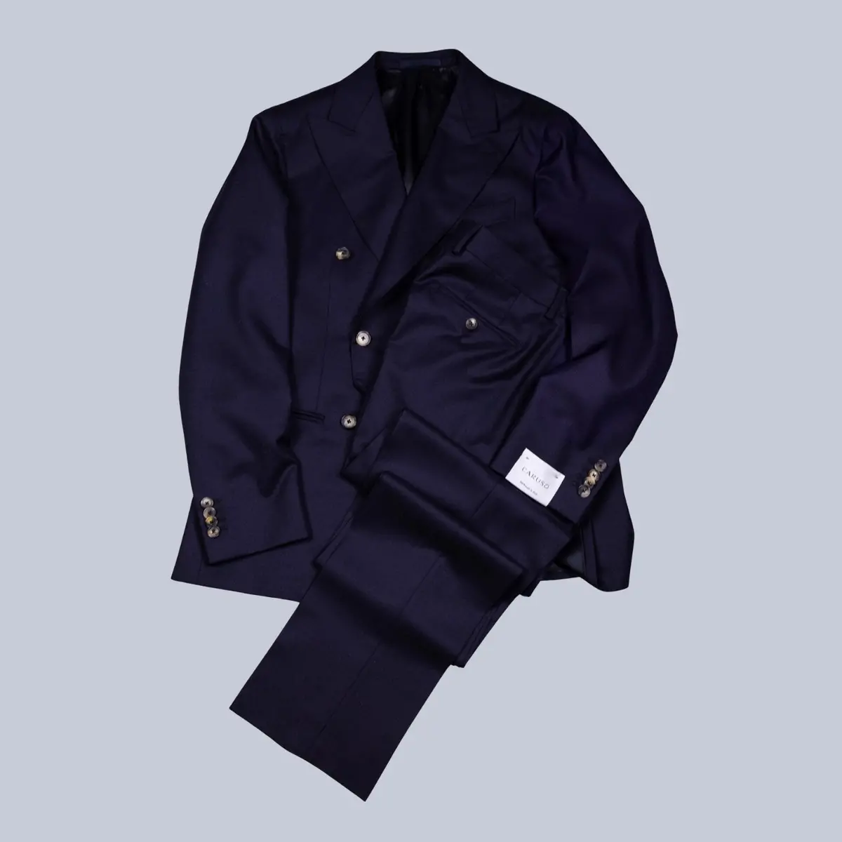 Dark Blue Double Breasted Superfine 120S Wool Suit 1