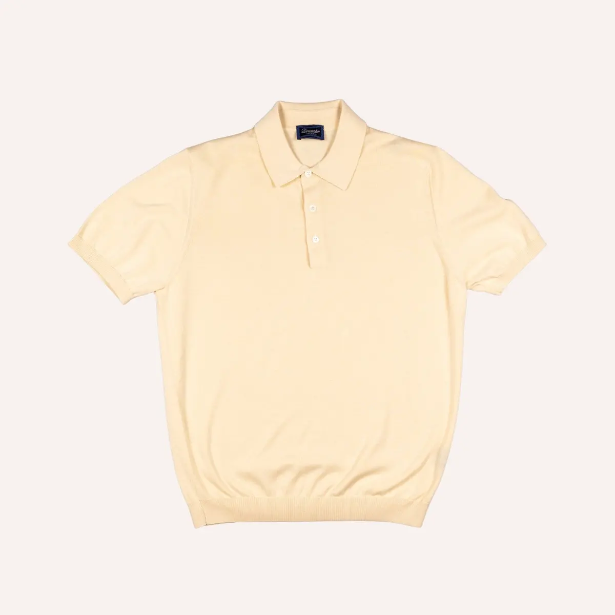 Butter Yellow Short Sleeve Knitted Polo Shirt 1