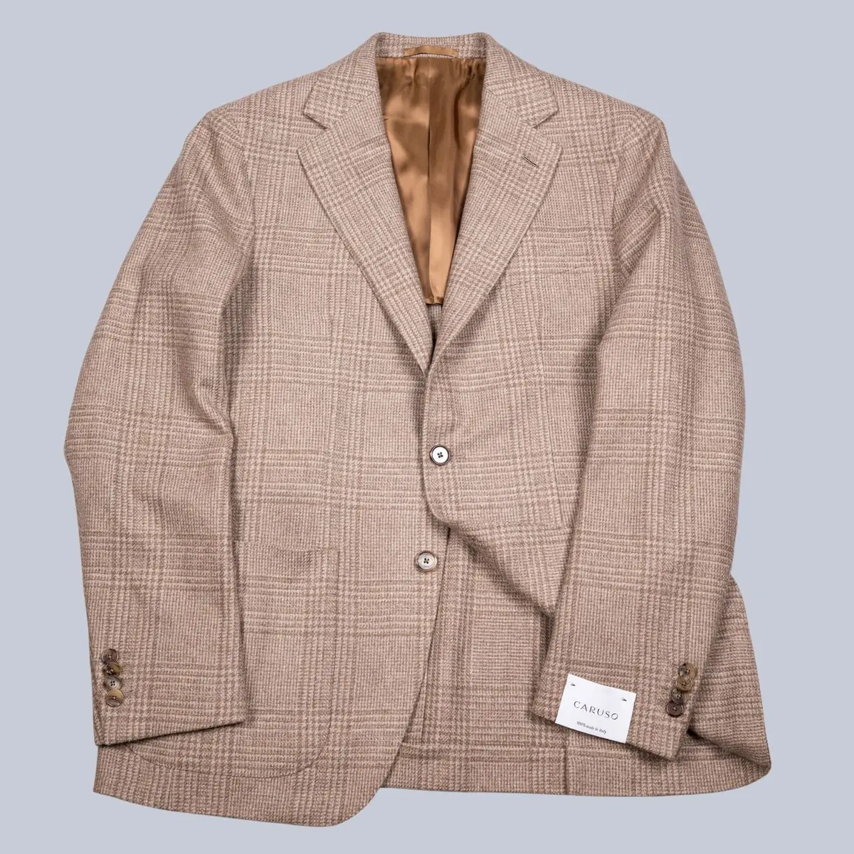 Beige Glencheck Undyed Cashmere Blazer 1
