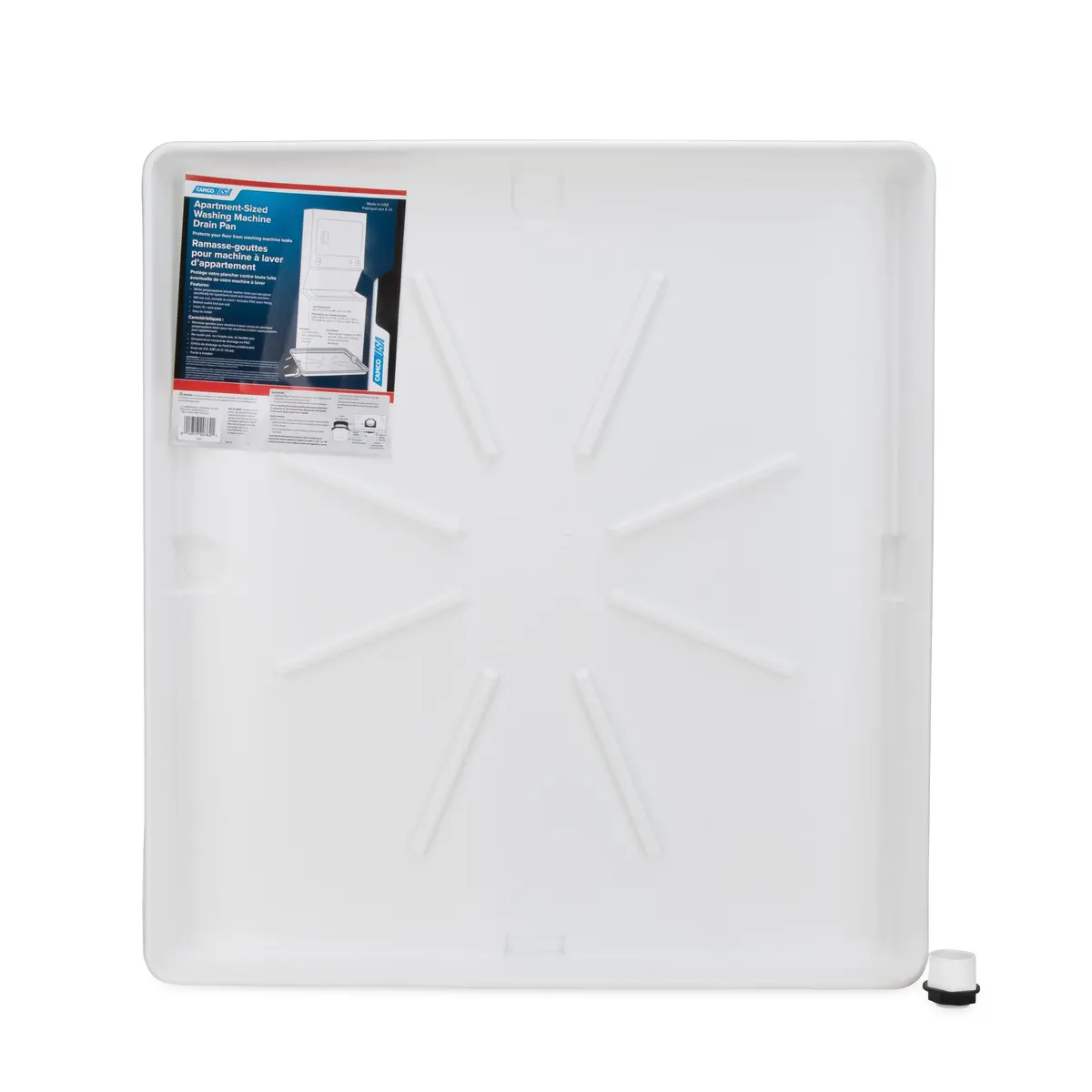 Wm Drain Pan-28"X 30" Od Stackable W/Pvc Fitting White Ffp 1