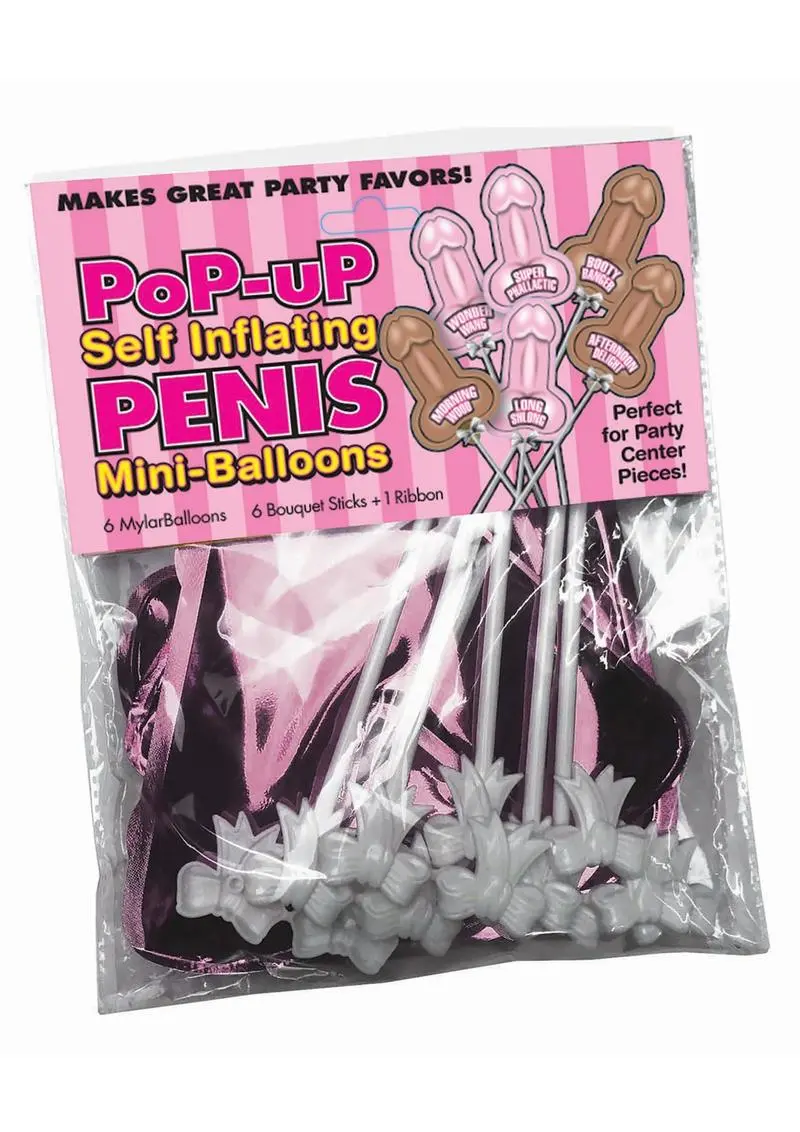 Little Genie Pop-Up Self Inflating Penis Mini-Balloons (6 Per Pack) 1