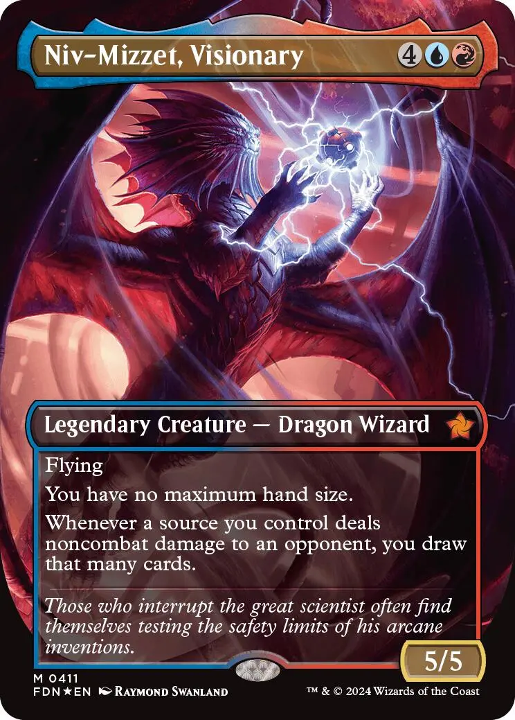 Niv-Mizzet, Visionary (Borderless) (Mana Foil) [Fdn - 411] 1