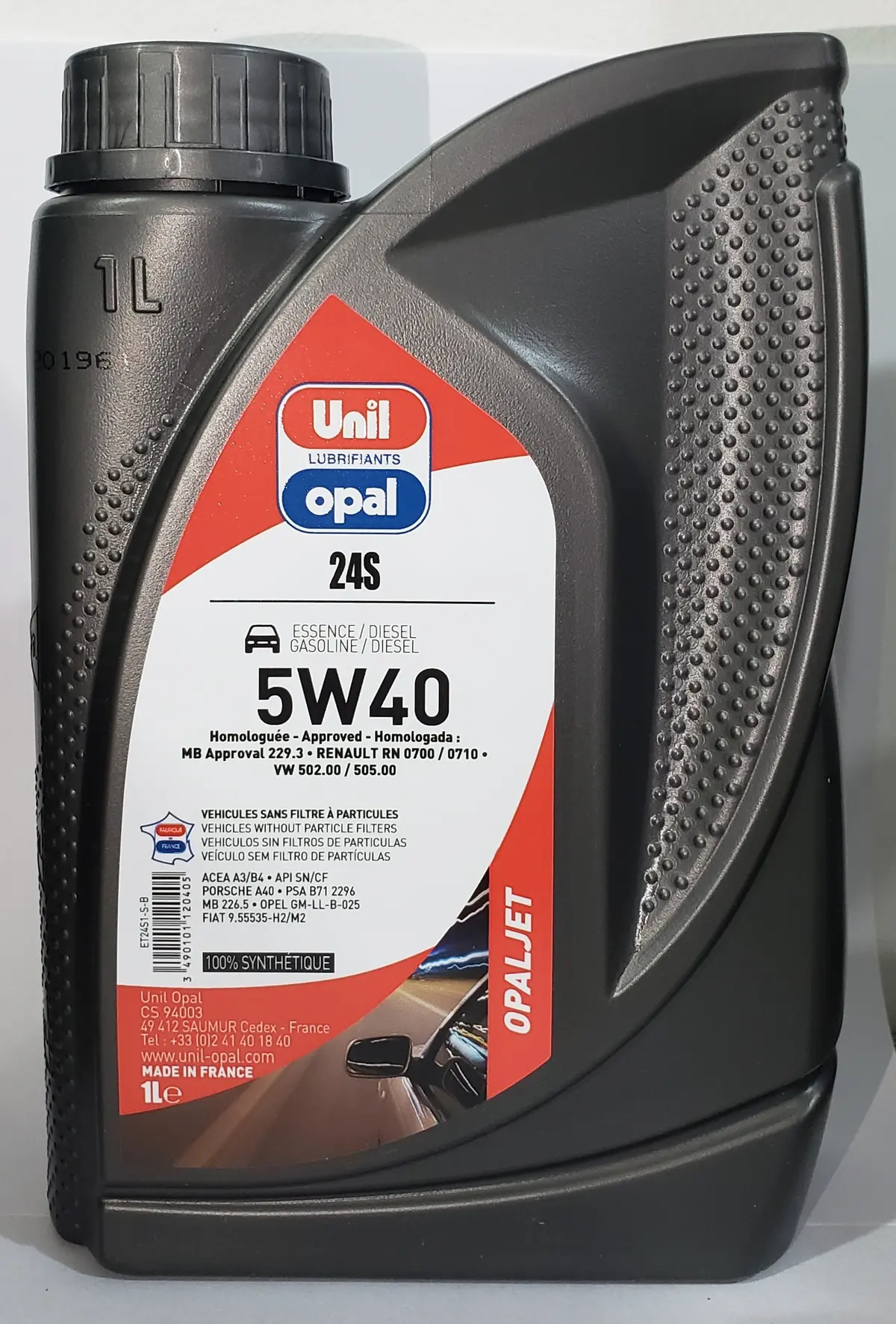 Lubricante Full Sintético Marca Unil Opal Viscosidad 5W40 Un (1) Litro Opaljet 24S 1