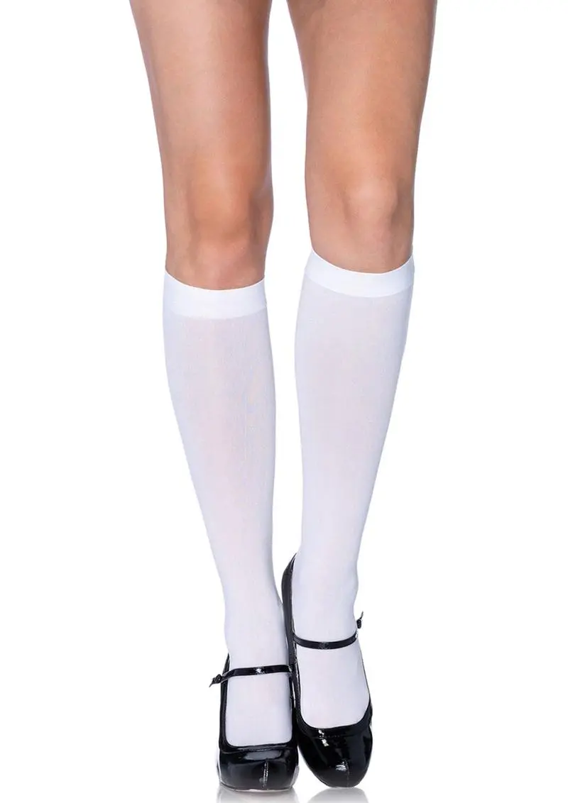Leg Avenue Nylon Knee High - Os - White 1