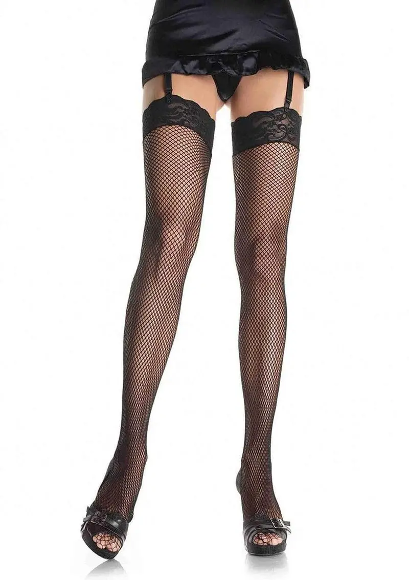 Leg Avenue Fishnet Thigh High With 3In Stretch Lace Top - Os Nude 1