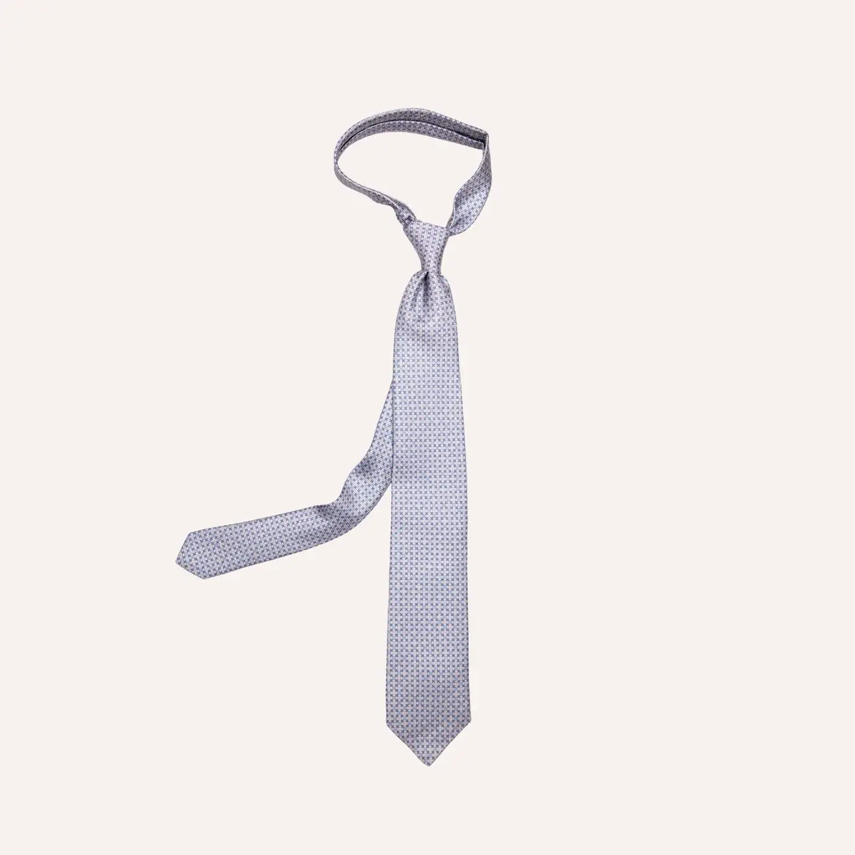 Yellow Blue Micro Flower Geometric Pattern Silk Tie 1