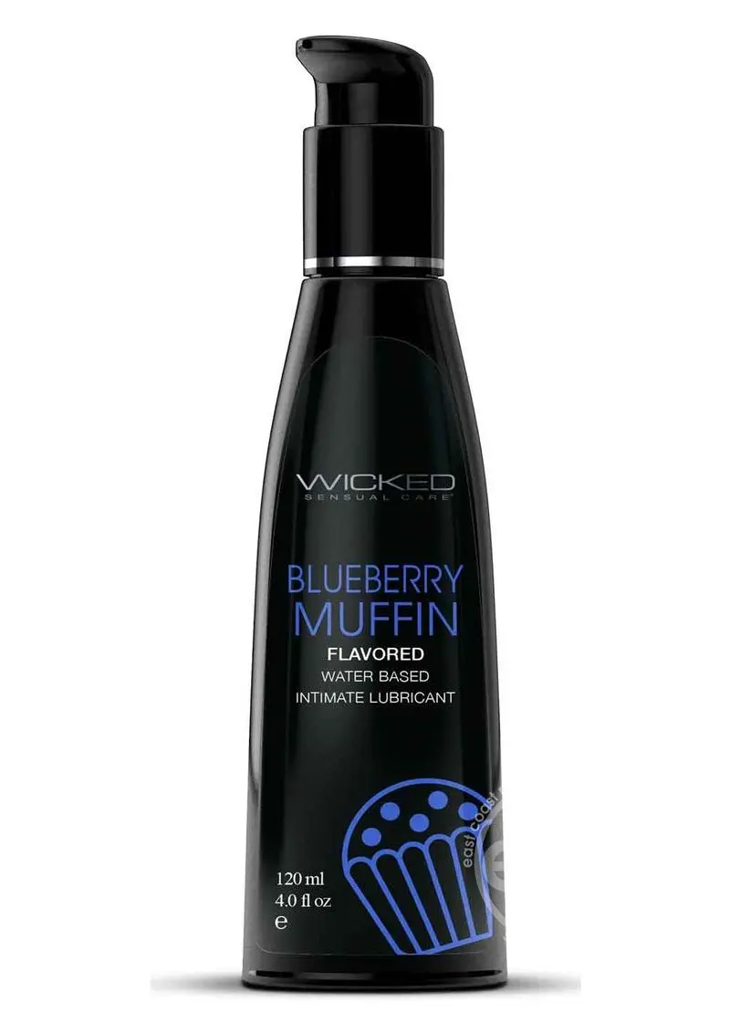 Wicked Aqua Water Based Flavored Lubricant Blueberry Muffin 4Oz 1