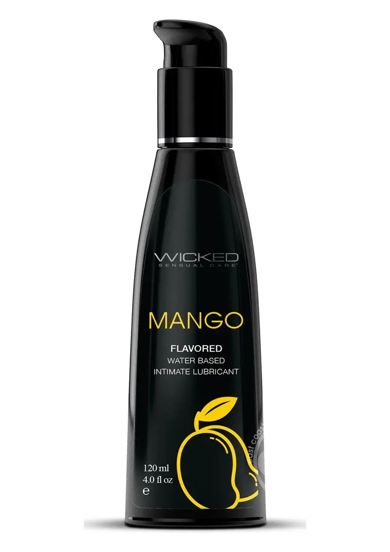 Wicked Aqua Water Based Flavored Lubricant Mango 4Oz 1