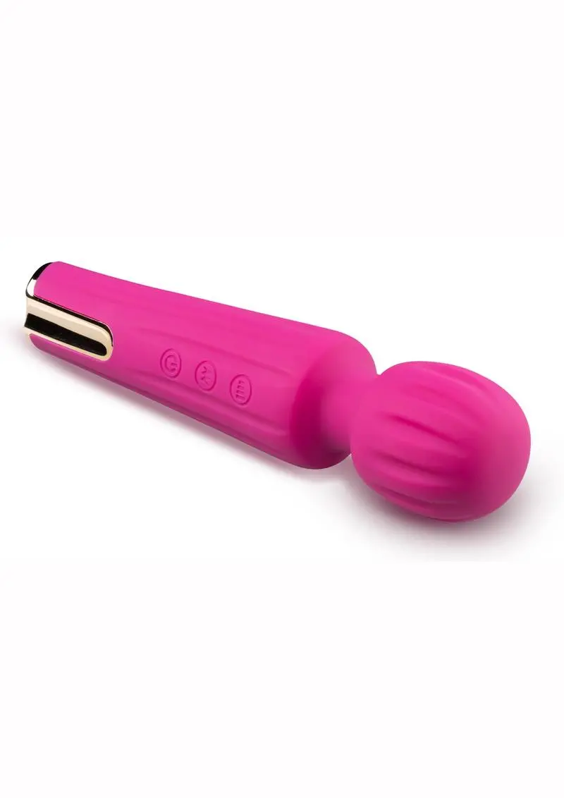 Blush Allana Velvet Rechargeable Silicone Wand Vibrator- Magenta/Rose Gold 1
