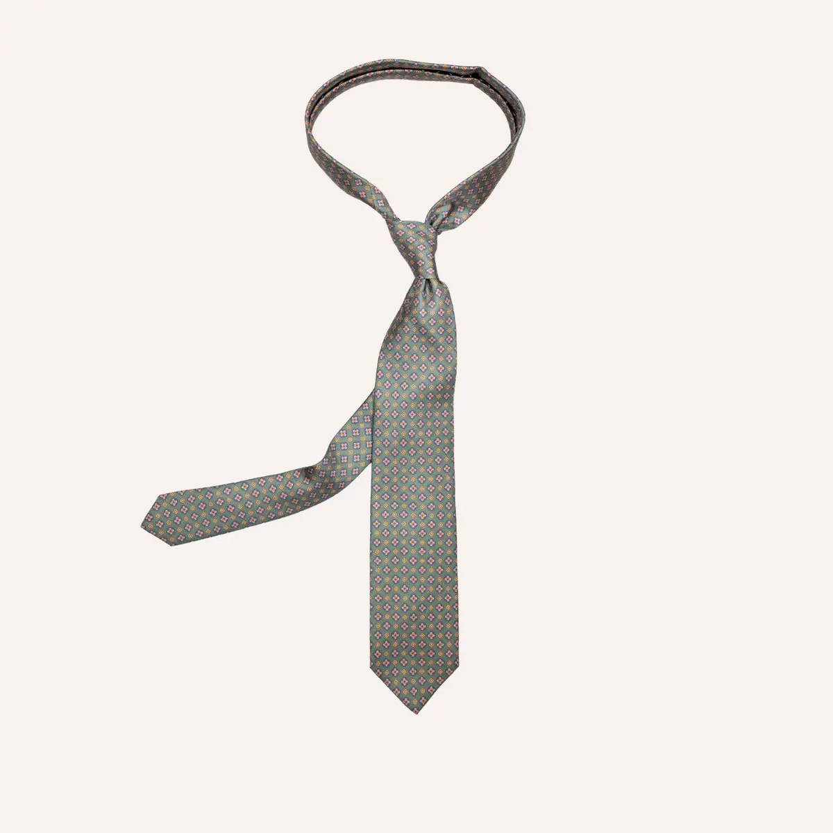 Green Medallion Pattern Silk Tie 1