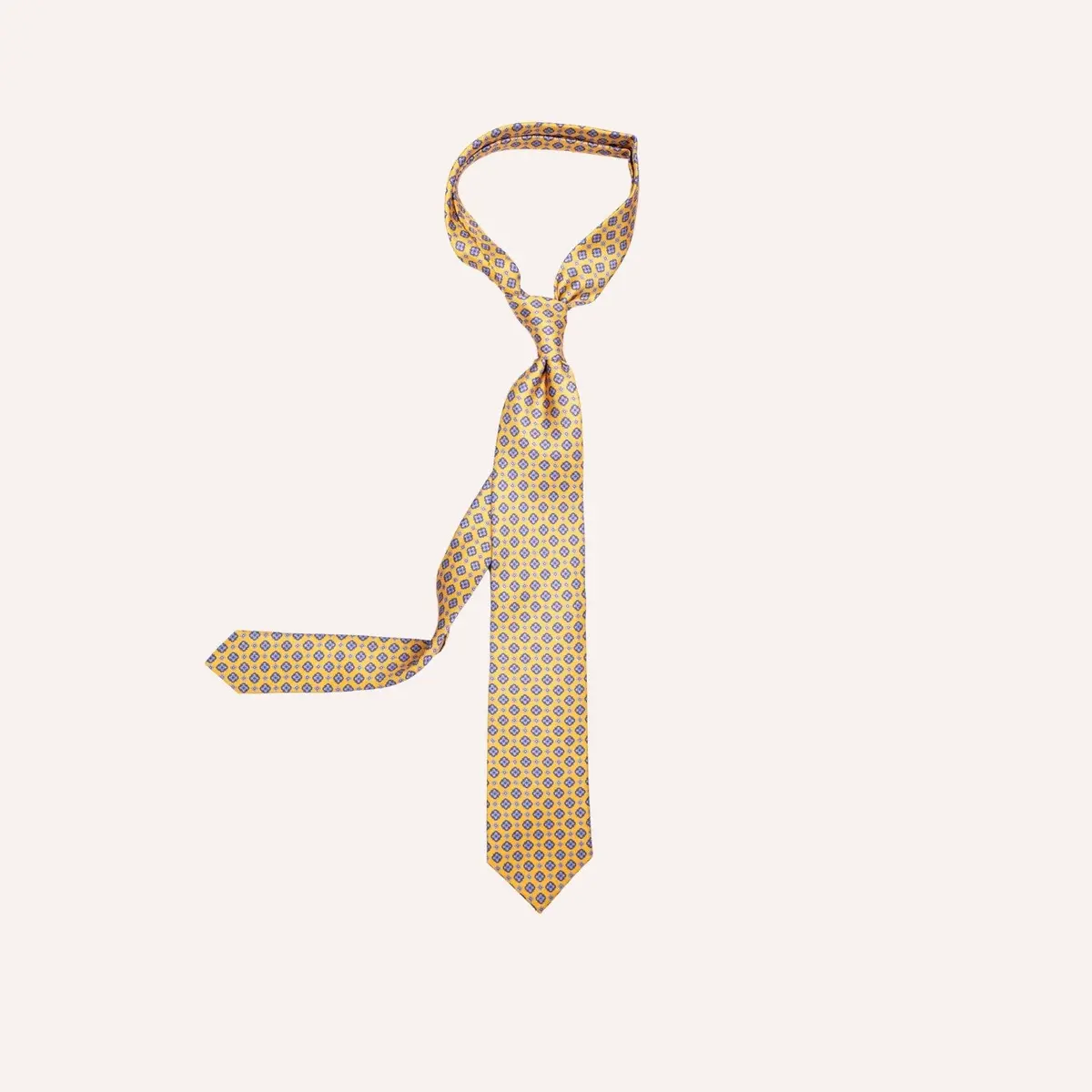 Burnt Yellow Medallion Pattern Silk Tie 1