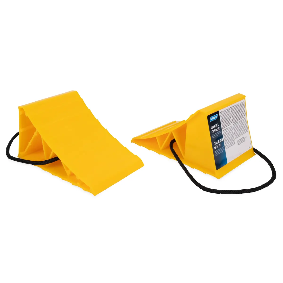 Wheel Chock With Rope, Yellow 2-Pack 1