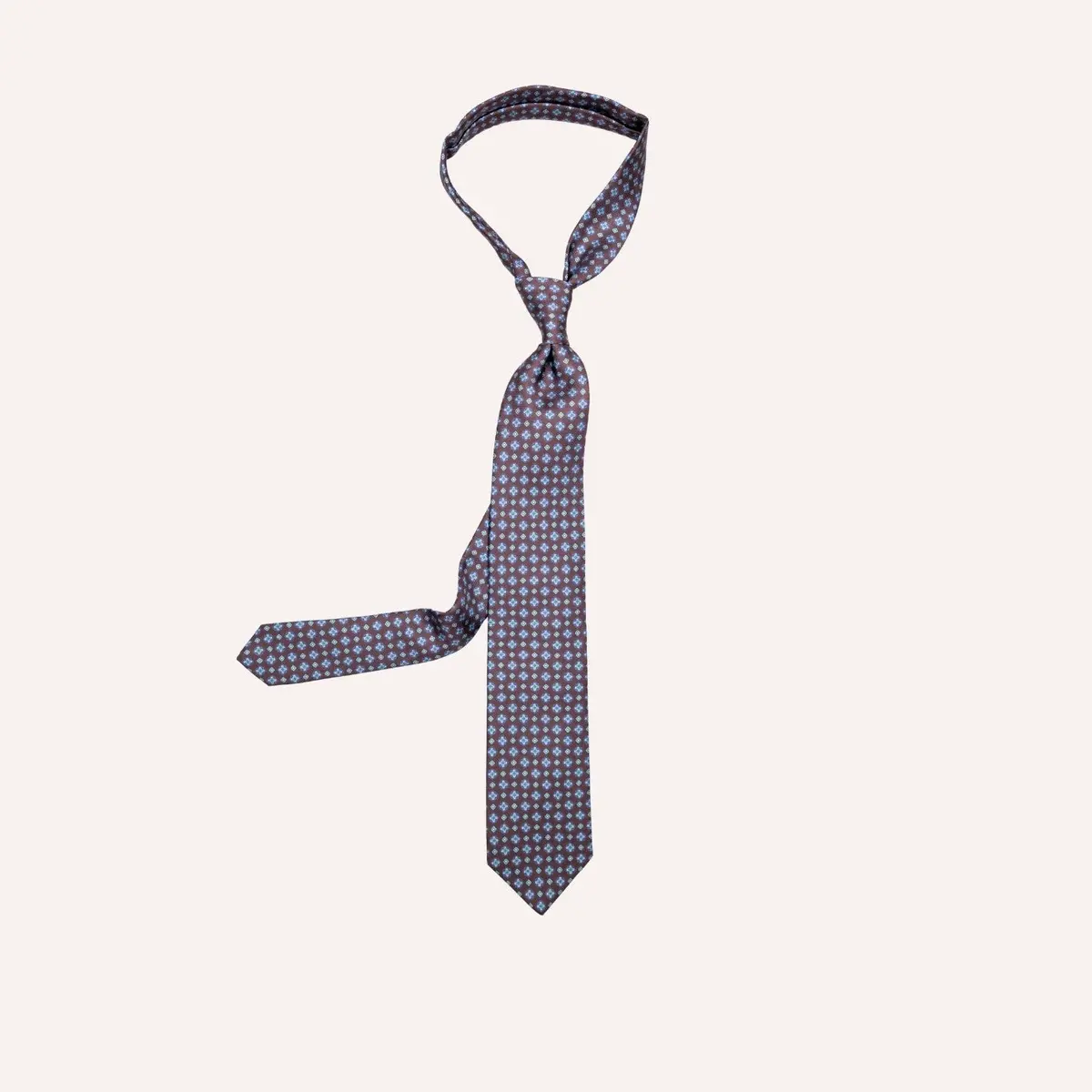 Brown Medallion Pattern Silk Tie 1
