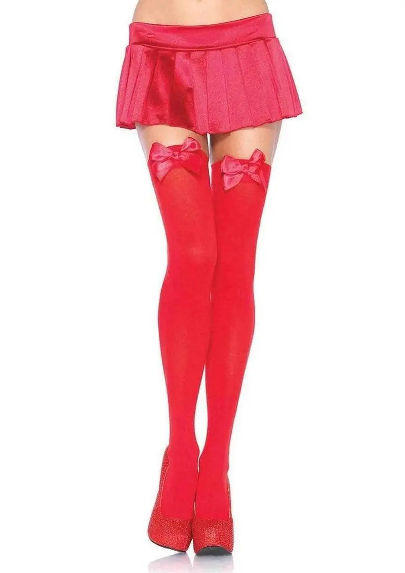 Leg Avenue Nylon Over The Knee With Bow - Os 1