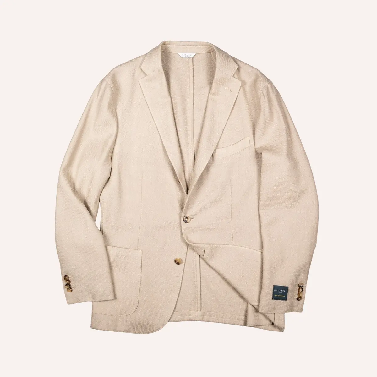 Light Beige Wool Silk Linen Twill Blazer 1