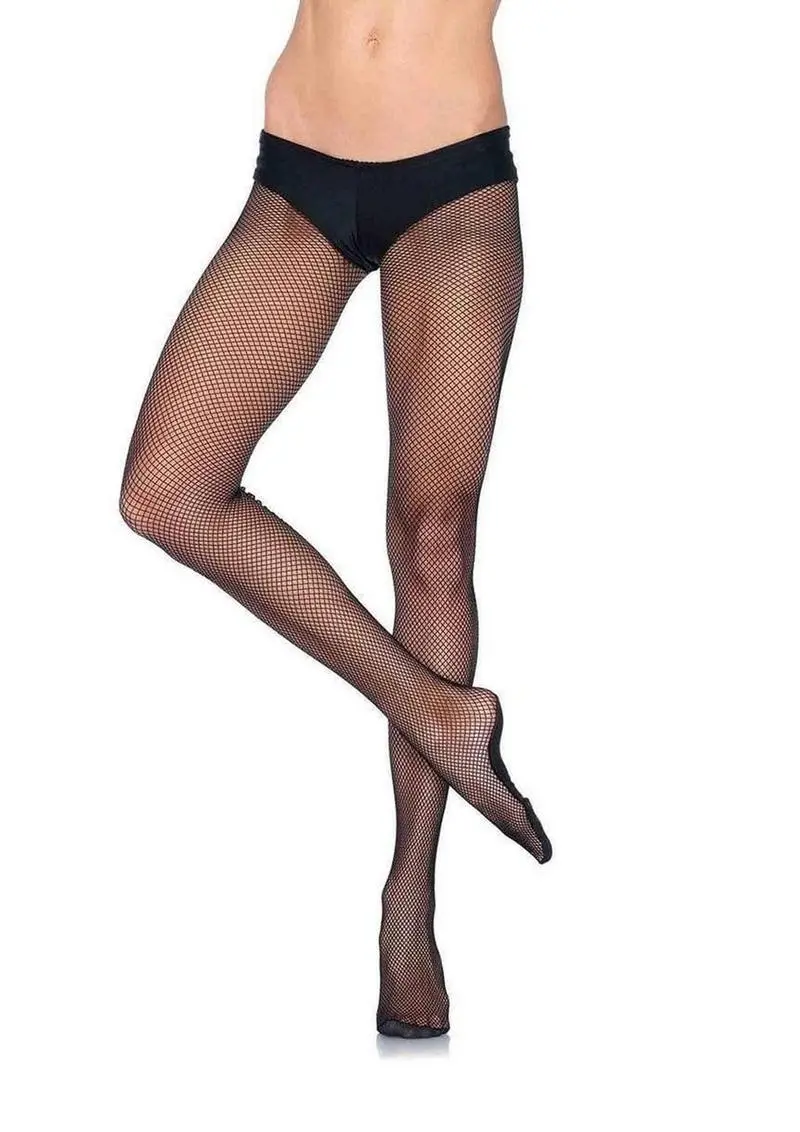 Leg Avenue Professional Fishnet Tights With Nylon/Cotton Sole, No-Roll Waist Band - X-Long - Black 1