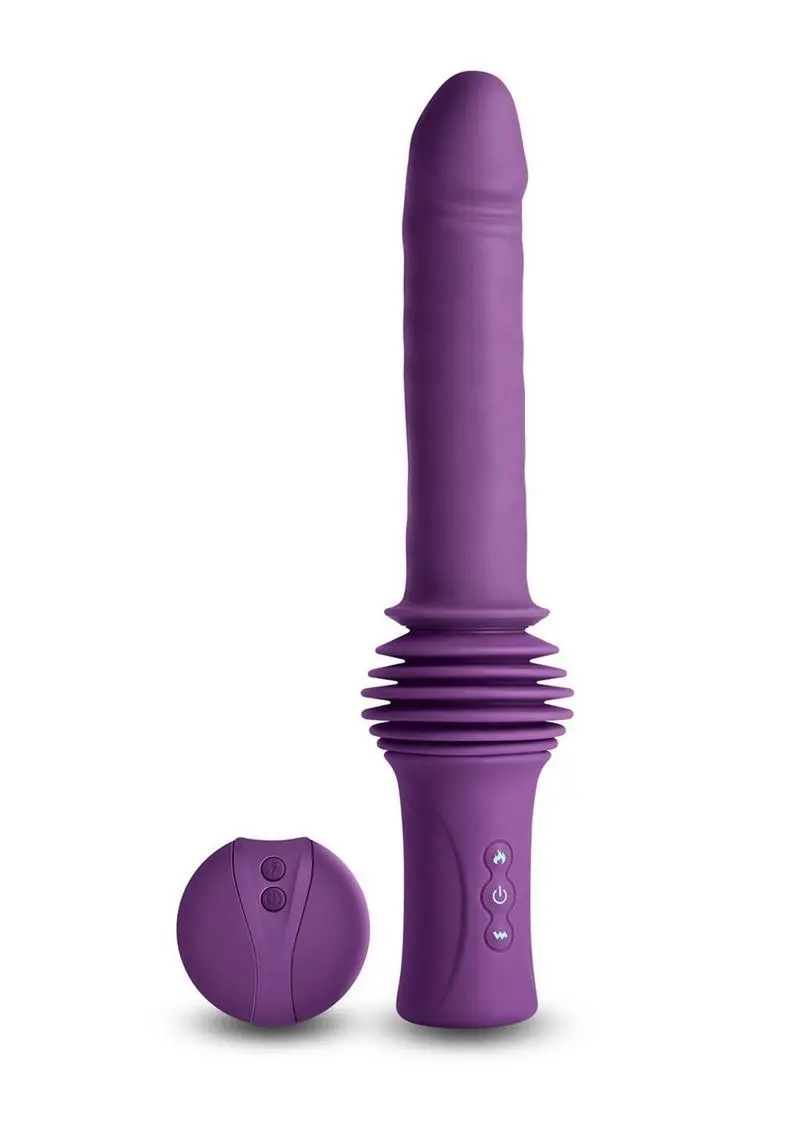 Inya Super Stroker Rechargeable Silicone Thrusting Vibrator With Remote Control - Purple 1