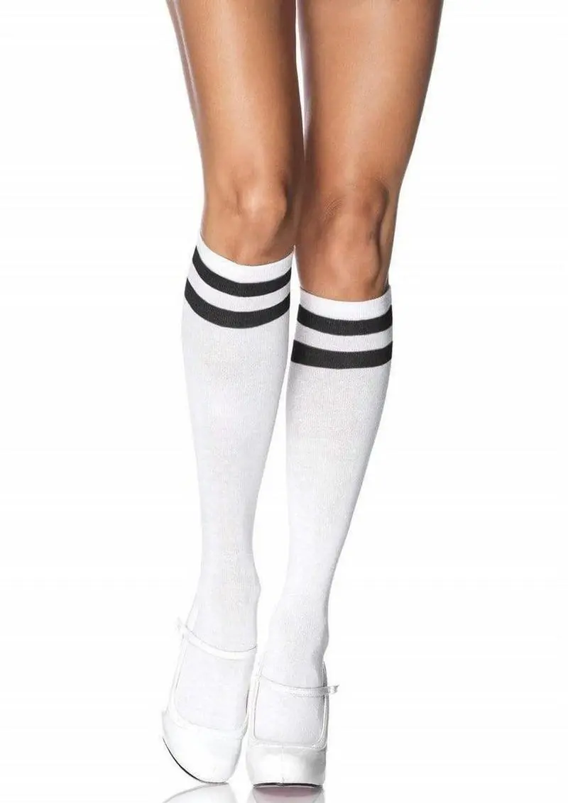Leg Avenue Athletic Knee High - Os - White/Black 1
