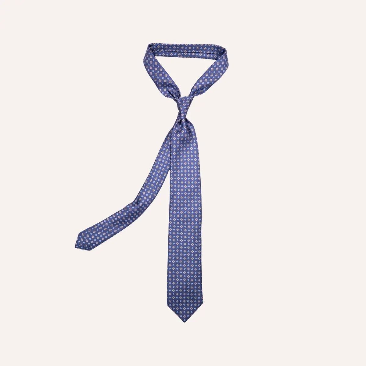 Blue Medallion Pattern Silk Tie 1