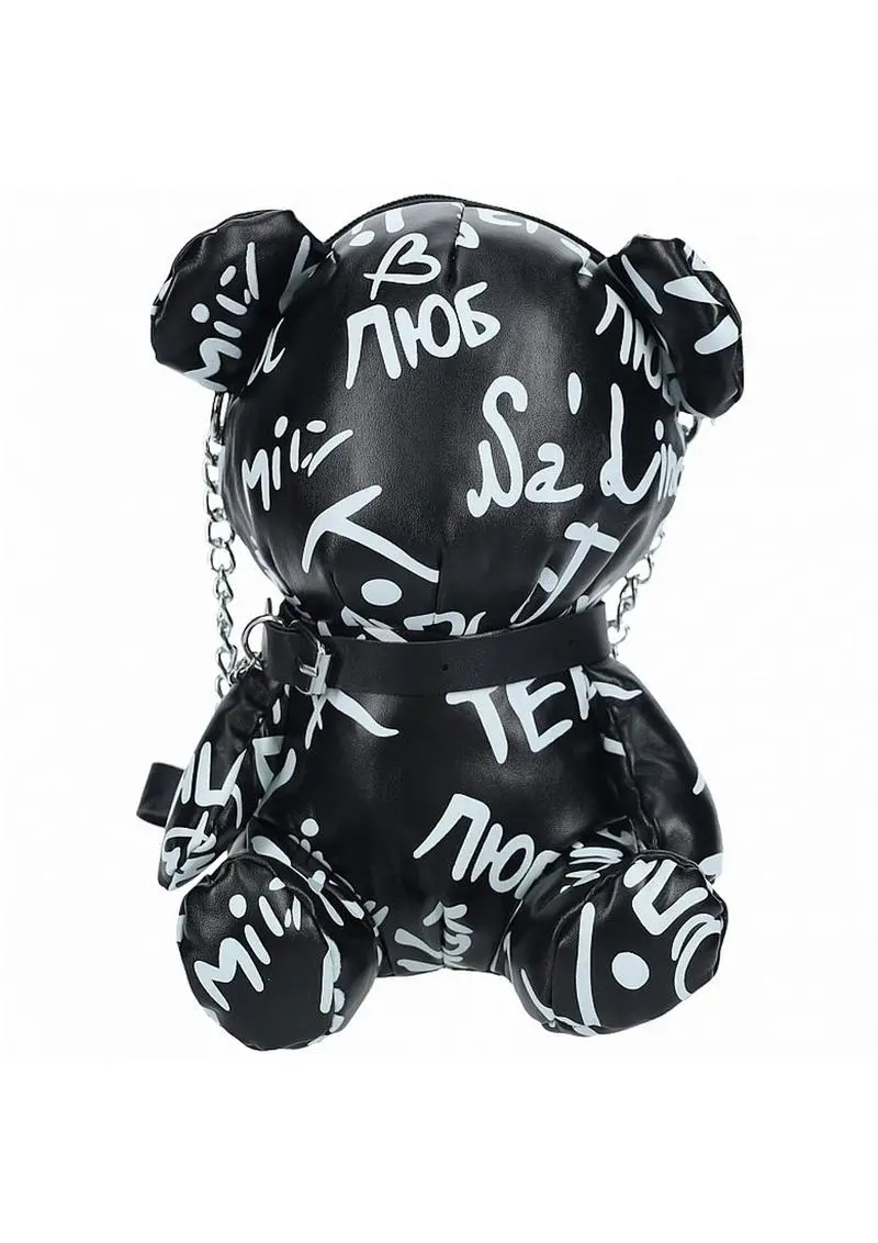 S-Line Bear Bag Pleather Writing - Black 1