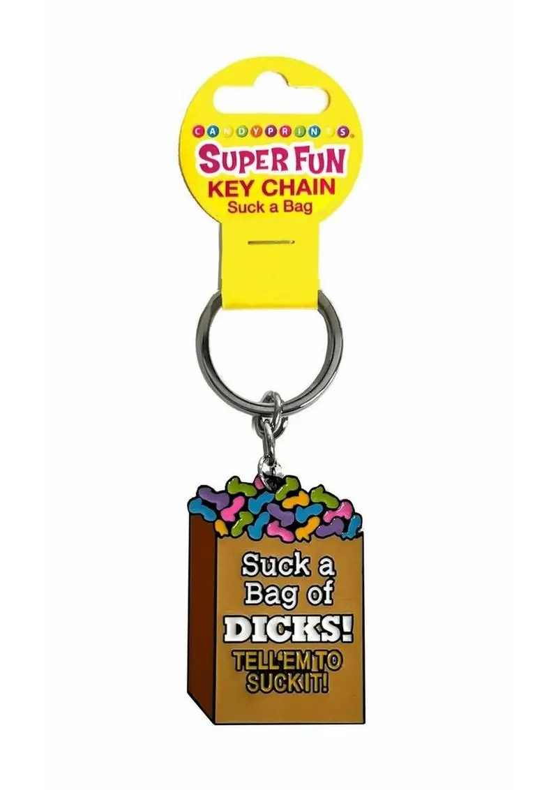 Super Fun Key Chain Suck A Bag Of Dicks - Multicolor 1
