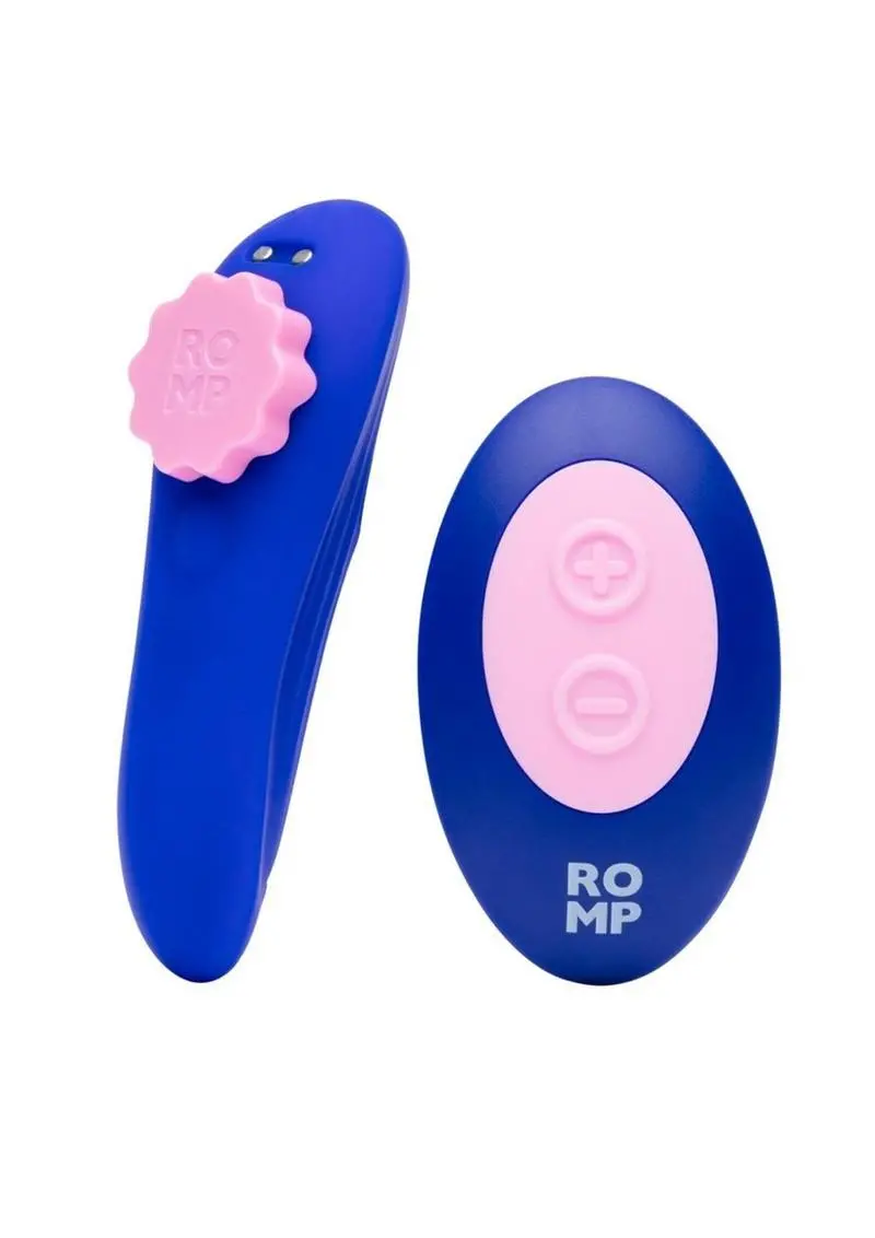Romp Party Rechargeable Silicone Clitoral Vibrator With Remote - Blue/Pink 1
