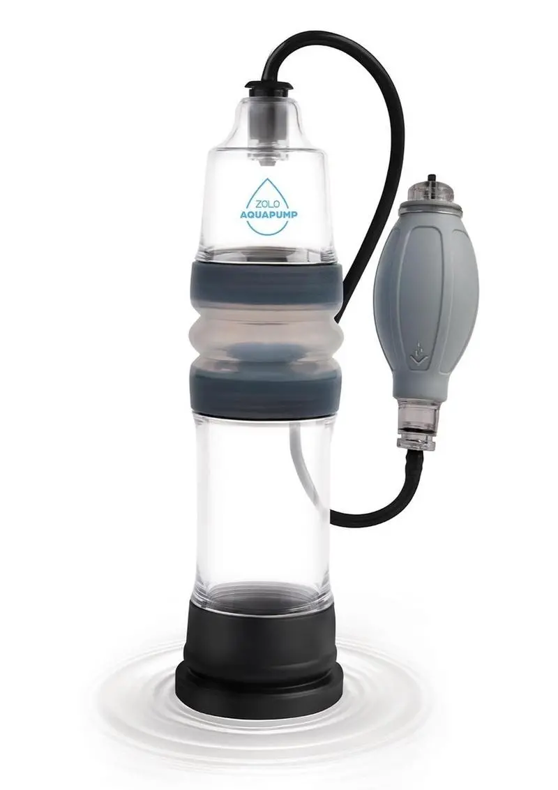Zolo Aquapump Compact Silicone Penis Pump - Black/Blue 1
